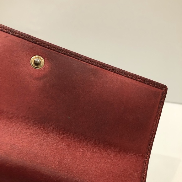 Gucci Burgundy Leather Long Wallet Sku#84577 (Gently used,discoloration,rubbing) - Picture 12 of 16